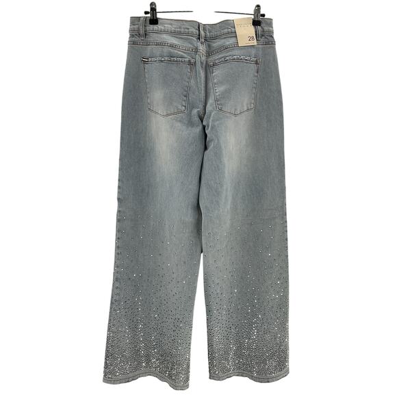 Alice + Olivia Blue Cotton Marcus Amazing Lr Embel Pim Denim Jean Size 28 - Picture 2 of 4